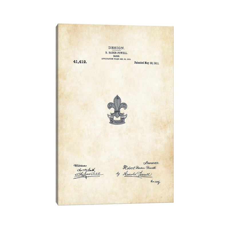 Insigne de boy-scouts par vern77 - impression d'art graphique, H 26 po x l 18 po x 1,5 po, Toile tendue, Pas de tapis