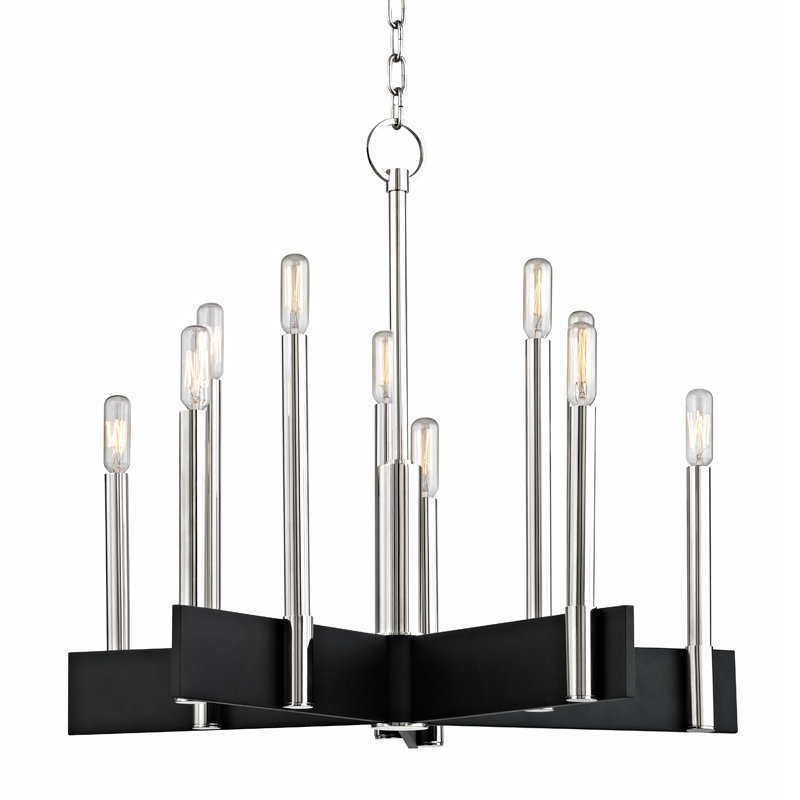 Abrams 10 - Light Classic / Traditional Chandelier, Polished Nickel