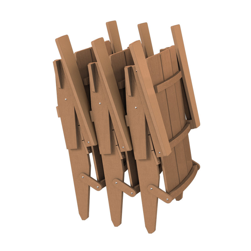 Chaise Adirondack surdimensionnée et pliante, chaises de patio d'extérieur en plastique texturé à haut dossier avec une capacité de poids de 400 lb, résistantes aux intempéries et à la décoloration pour la pelouse, le jardin, la terrasse ou le camping, le teck
