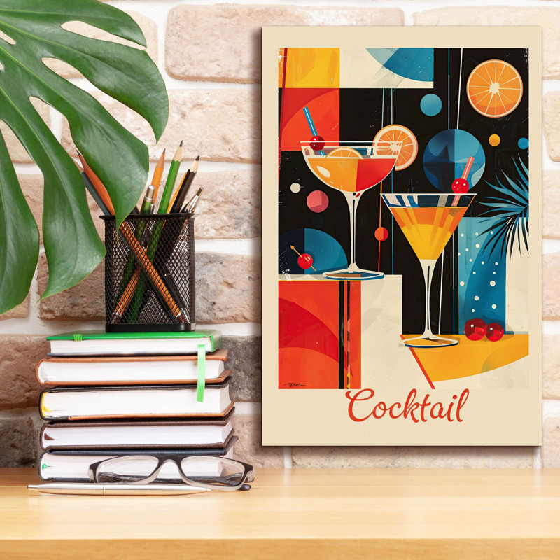  «Vintage Abstract Cocktail Affiche 1» par Momart, art mural sur toile, 12 po x 18 po, H 18 po x l 12 po