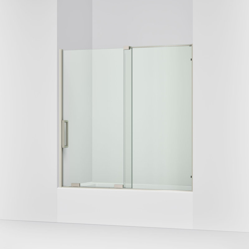 Echelon Sliding Bath Door, 58-1/4 In. H X 55-3/4 - 59-3/4 In. W, With 5/16 In. Thick Crystal Clear Glass