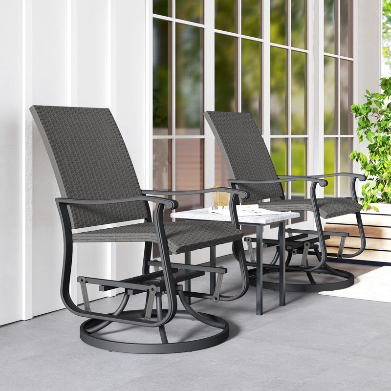 Fauteuil oscillant d'extérieur en rotin, 2 pièces