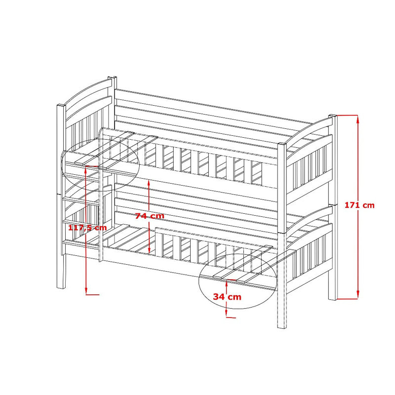 Seb Bunk Bed with Storage Included, Pine 