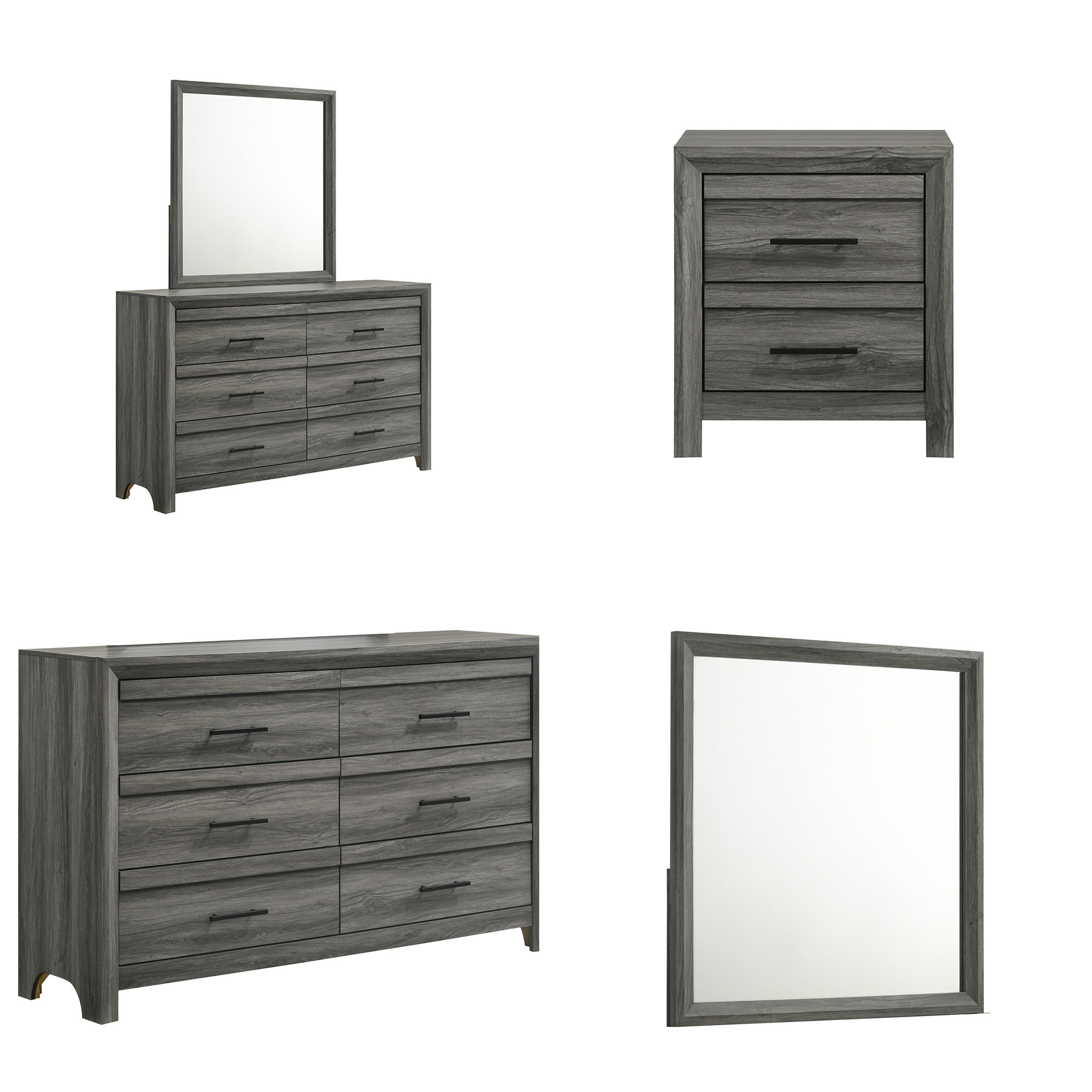 Lark Manor™ Denver Modern Style 4 Pc Bedroom Set Made with Wood in Gray ...