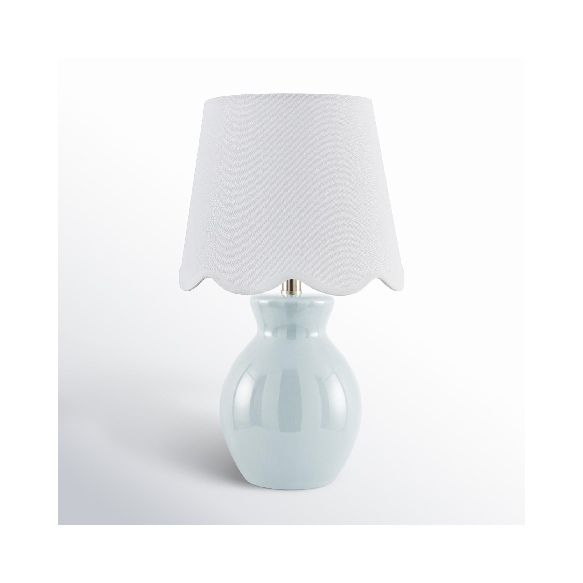 Momsen Scallop Shade Lamp, 15"" H x 8"" W x 8"" D, White Twill, Light Blue