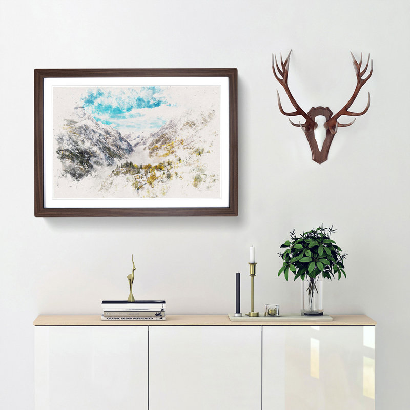 Mountain View in France - Framed Print, Walnut Framed, 62cm H x 87cm W x 2cm D