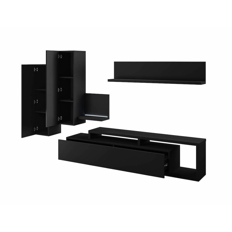 Canishia Unfinished Entertainment Center for TVs up to 75", Black