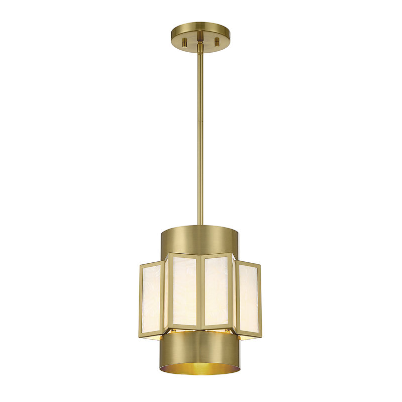 Gideon Warm Brass 3-Light Pendant with Capiz Shell