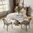 Aversa Modern Round Dining Table, Sintered Stone & Travertine Top With Lazy Susan | 1-Step Assembly, Farmhouse Kitchen Table For Dining Room-296602376-296602371