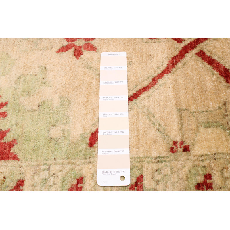 Tapis beige en laine noué à la main de conception unique 8 pi 8 po x 11 pi 3 po New Age Gavrilin