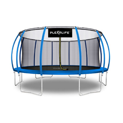 Machrus Moxie Pumpkin-Shaped Outdoor Trampoline Set with Top-Ring Frame Safety Enclosure, 16 FT