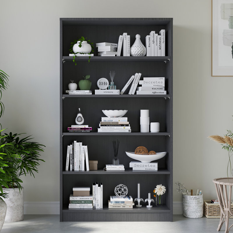 Cremorne Modern Standard Bookcase, Gray, (5 Shelves) 60” H x 33” W x 12”D