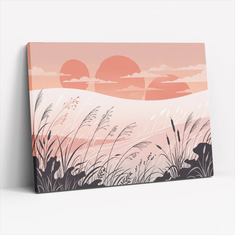 Ensemble de 1 tableau sur toile « Coucher de soleil dans le désert »., 28"H x 40"W, Wrapped Canvas