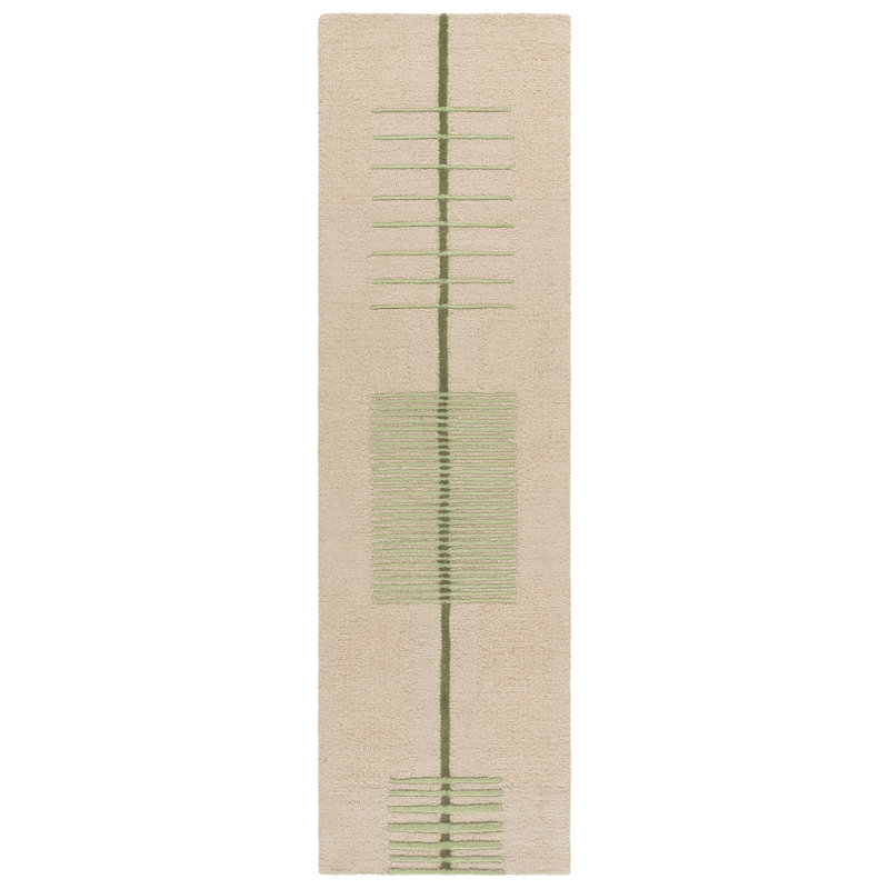 Genre 204% laine touffetée à la main; Tapis abstrait 15% coton, Tapis de couloir 2 pi 3 po x 8 pi