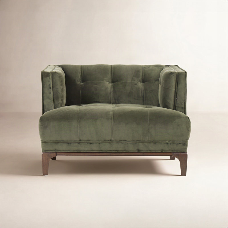 Bari Upholstered Armchair, Sapphire Olive Polyester Blend