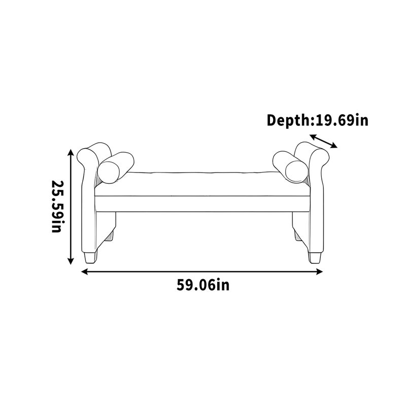 Monetta, H 25,59 po x l 59,06 po x P 19,69 po