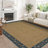 Floral Bordered Machine Washable Rug with Non-Slip Backing Non-Shedding Foldable Soft Low Pile Indoor Carpet-480044380