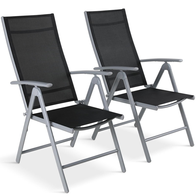 Garden Chairs, Foldable High-backed Chair, Adjustable Aluminium Balcony Chair, 7-level Adjustable Backrest, Weatherproof, Rustproof, Up To 120 Kg, Outdoor Dining Chair