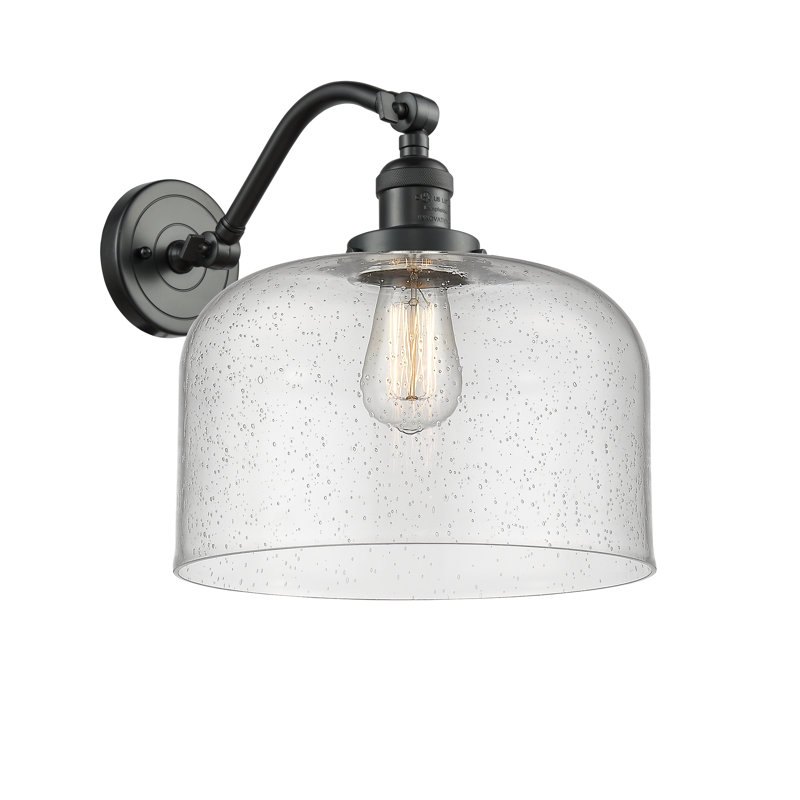 Applique murale 1 lumière 12 po Bell, Bronze frotté à l'huile, Ampoule à DEL rétro de 6 watts, Grainé