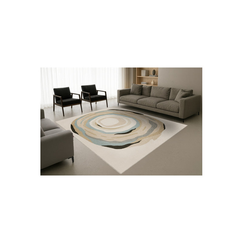 Tapis tissé crème à imprimé tigre Mosso, 4'11" x 7'7"