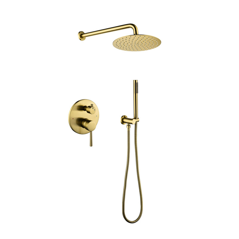 Bathroom Shower Installation Kit - High 10" Stainless Steel Rain Head And Handheld 2 Way Balance Valve Wall Mounted Brushed Nickel Faucet With & Handheld, Valve,