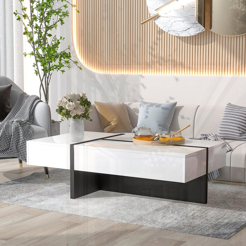 Mobilier de salon rectangulaire, White/Black, White