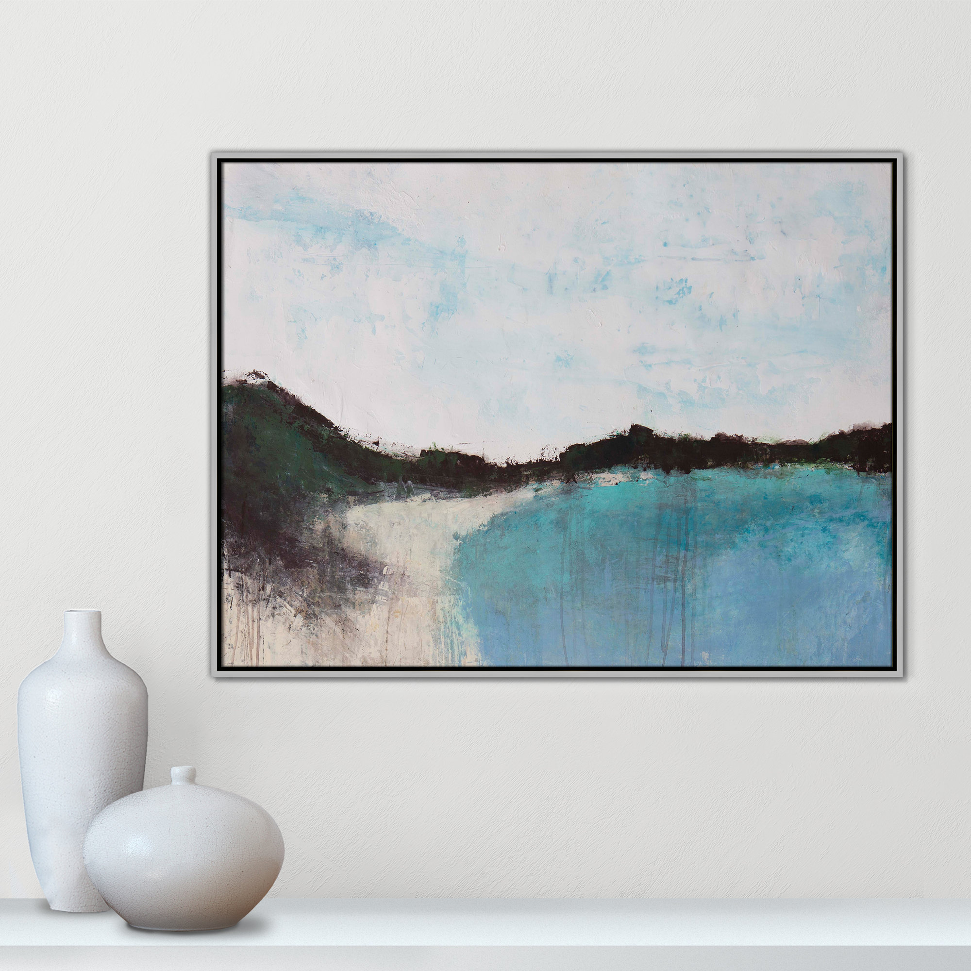 Mountainside Lakeview III by Filippo Ioco, Silver Framed, 31.5'' H x 41.5'' W x 2'' D