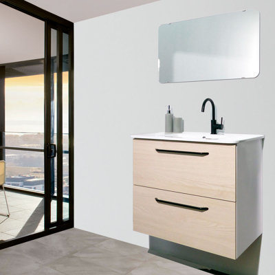 6350mm Single Bathroom Vanity with Drop In Ceramic Basin