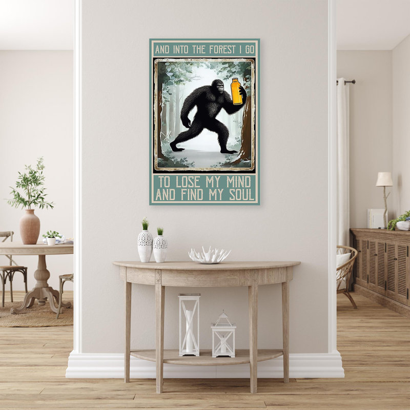 Isida Bigfoot And Into The Forest I Go 1 - 1 pièce, reproduction d'art graphique sur toile tendue, L 11 po x H 14 po