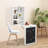 Floating Wall Mounted Table, Foldable Desk With Storage Shelves And Blackboard - Black+White