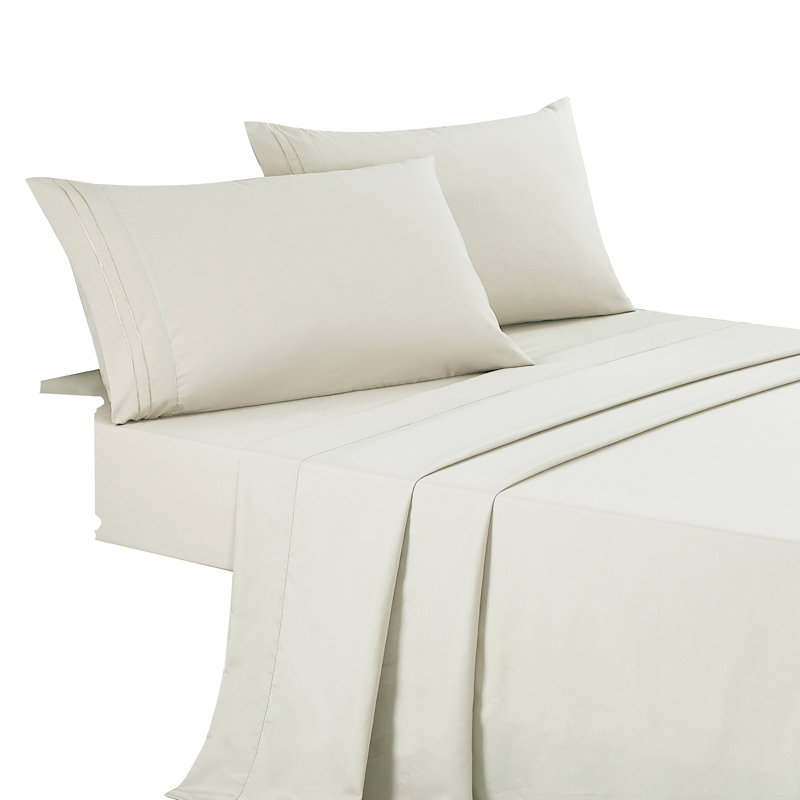 Ensemble de draps en microfibre Jcrown, Beige, Ensemble de draps pour très grand lit avec 2 taie