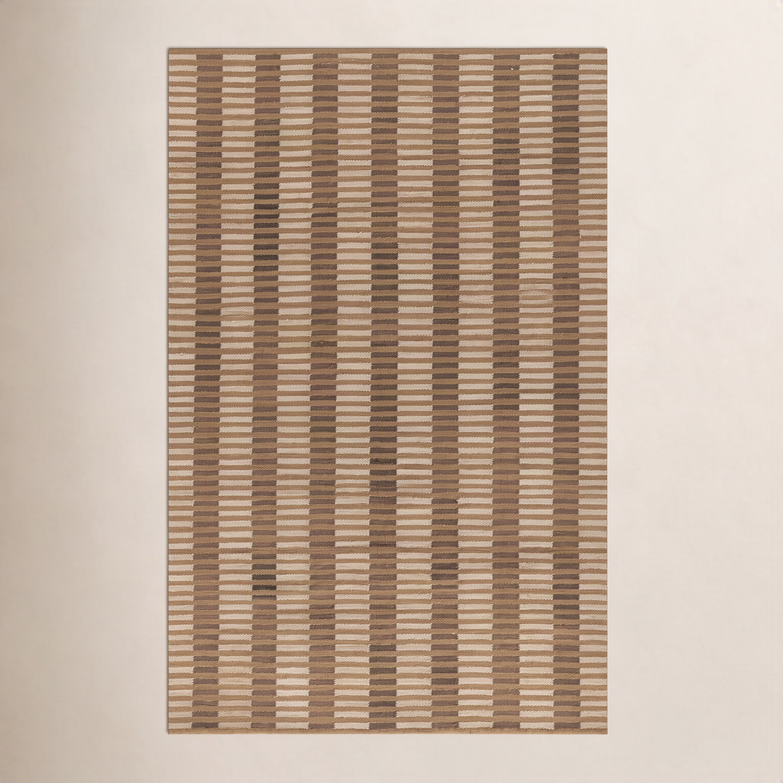 Acerra Beige Hand-Woven Striped Outdoor Rug, Rectangle 5' x 7'6"