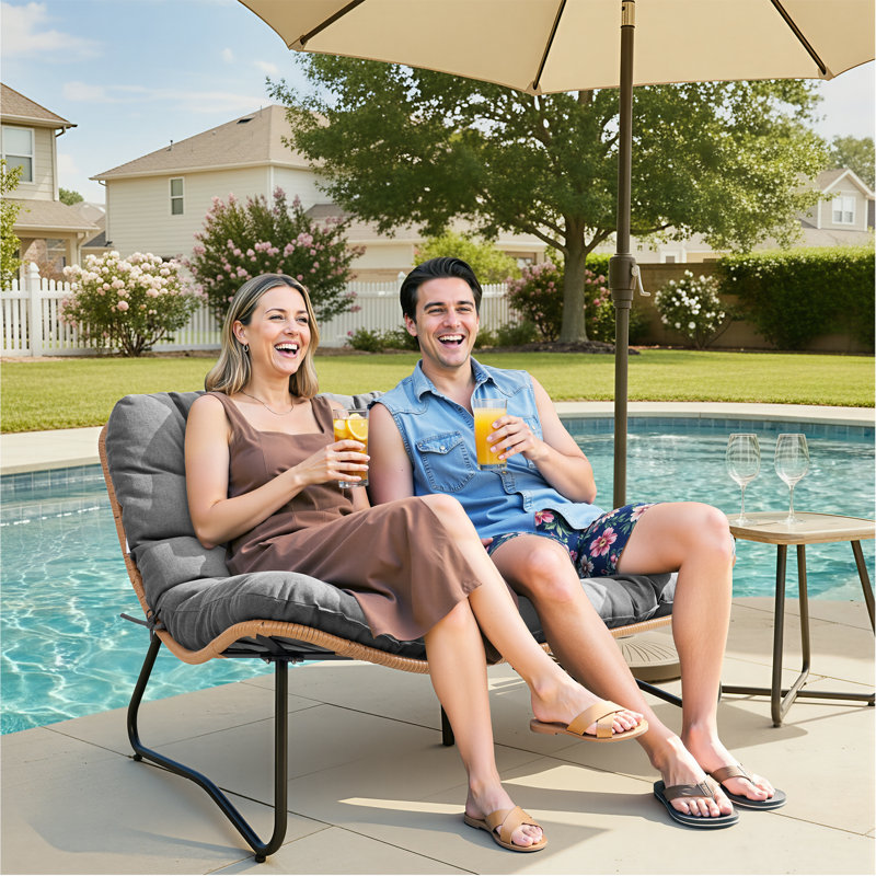 Causeuse de patio de 53,15 po de largeur Lelsie, Gris