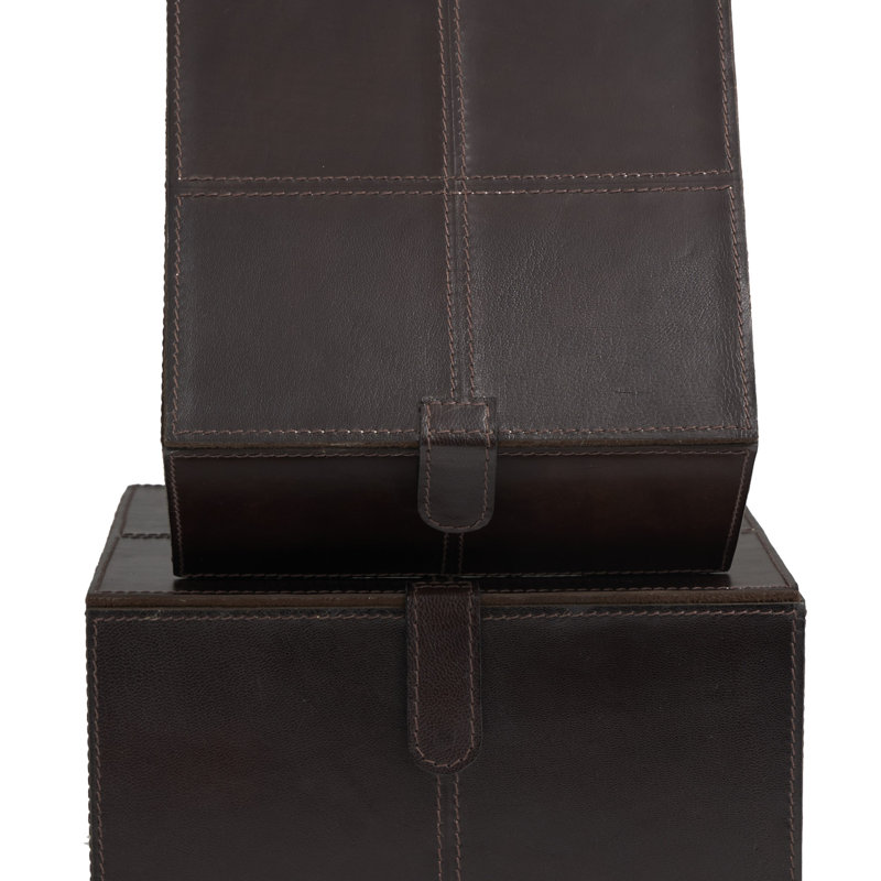 Boîte décorative en cuir Brownsburg, Brun foncé, H 6,05 po x l 10,15 po x L 9,9 po