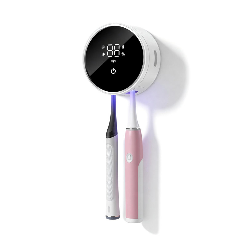 Toothbrush Sanitizer Holder Wall-Mounted, 1 Compartment (White)