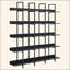 Bibliothèque à 5 niveaux avec bureau ouvert, tablette de style industriel rétro avec structure en métal-895393355