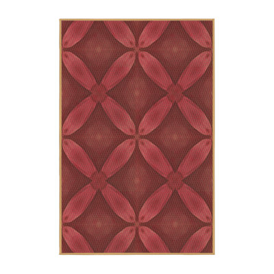 Tapis rond rouge à motif floral