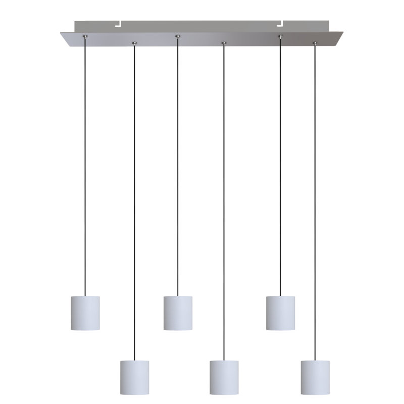 Luminaire suspendu tambour en grappe 6 lumières Andromedae, Blanc