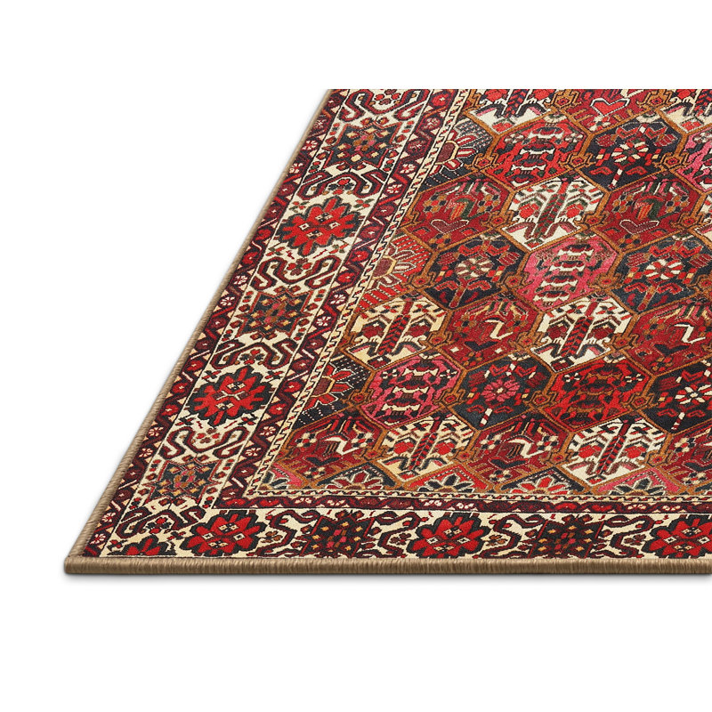 Tapis traditionnel rouge / brun, Rectangle 5 pi x 7 pi