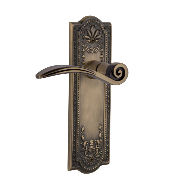 Meadows Plate Single Dummy with Swan Lever, Antique Brass, Left Handed