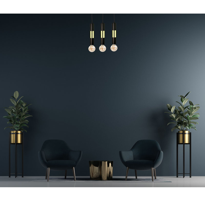 Carron 3 - Light Kitchen Island Pendant, Yes,  Black/Gold