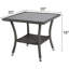 Table d'appoint d'extérieur, table de bout carrée 20 po, table basse avec plateau en verre trempé et rangement, structure en aluminium