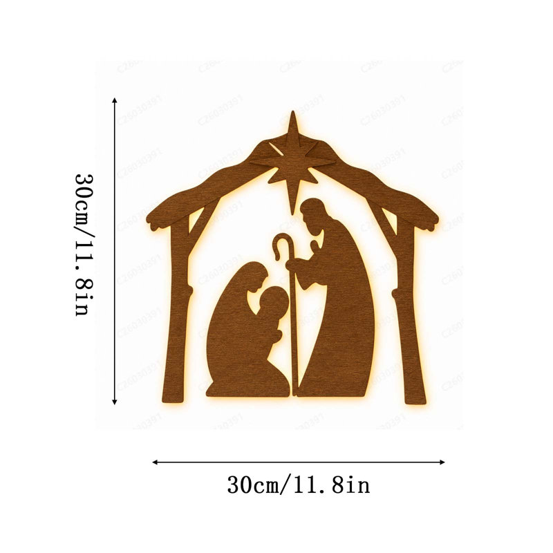 Décoration murale de Noël lumineuse en bois