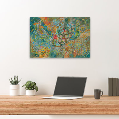 Art floral cachemire bleu et bohémien