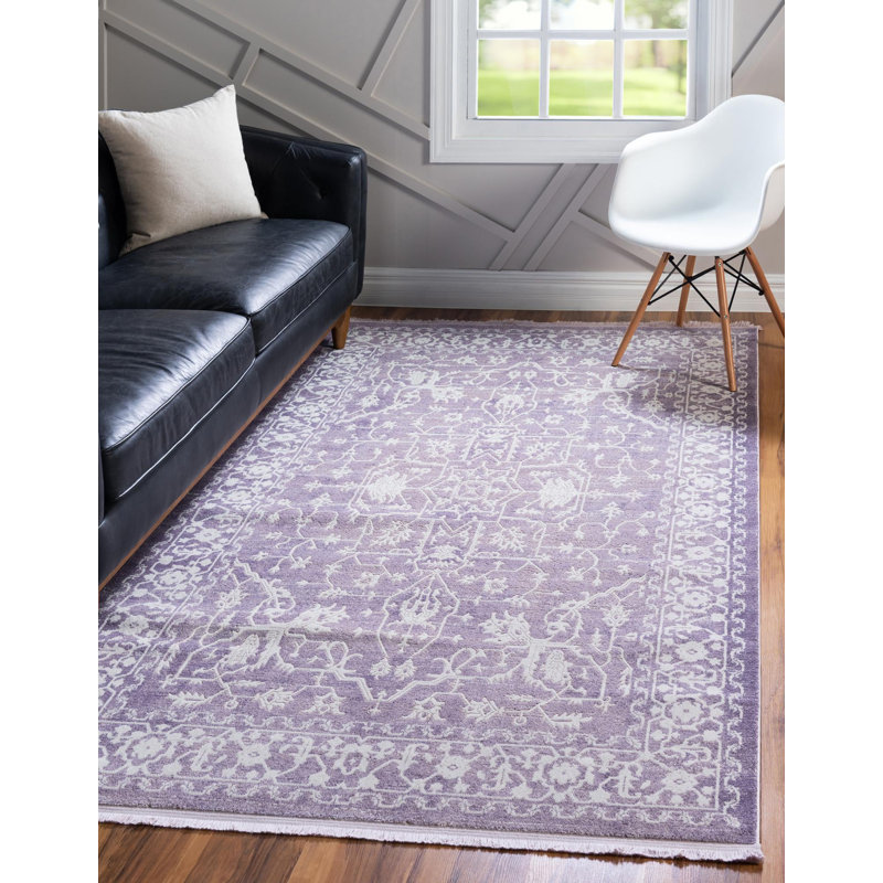 Tapis oriental mauve / ivoire Danit, Rectangle de 5 pi x 8 pi