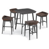 Eileen Outdoor 5 - Piece Bar Height Dining Set