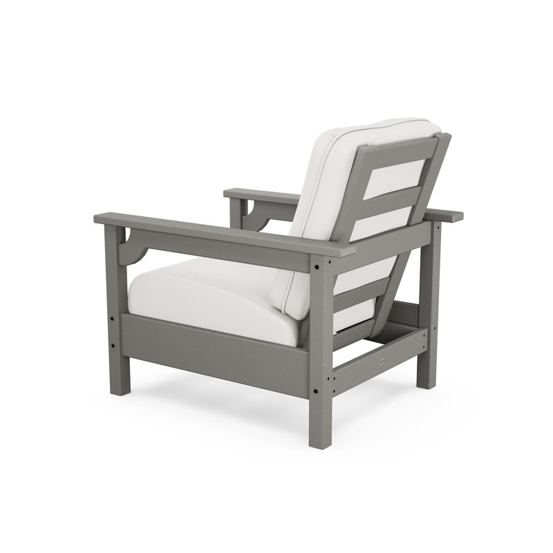 Fauteuil club, Lin naturel, Gris ardoise