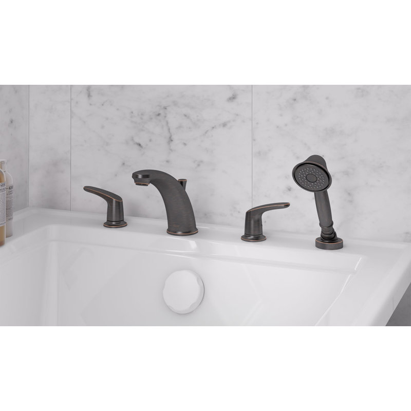 Garniture de robinet de baignoire romaine à fixation sur plateau à poignées doubles avec inverseur et douche à main Colony Pro