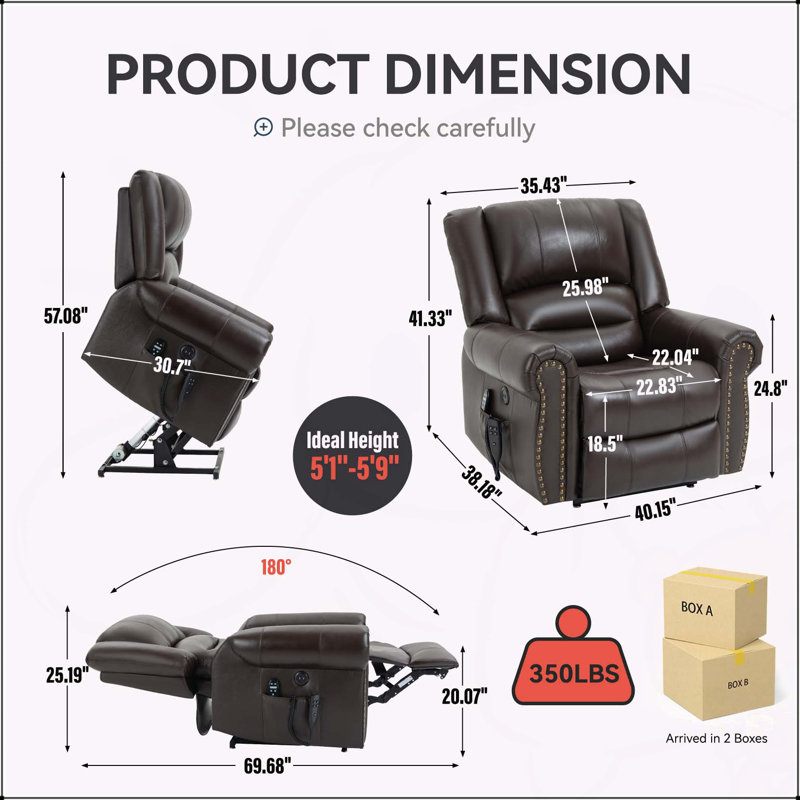 Power Lift Recliner Chair with Heat Massage and Dual Motor for Ultimate Comfort and Convenience