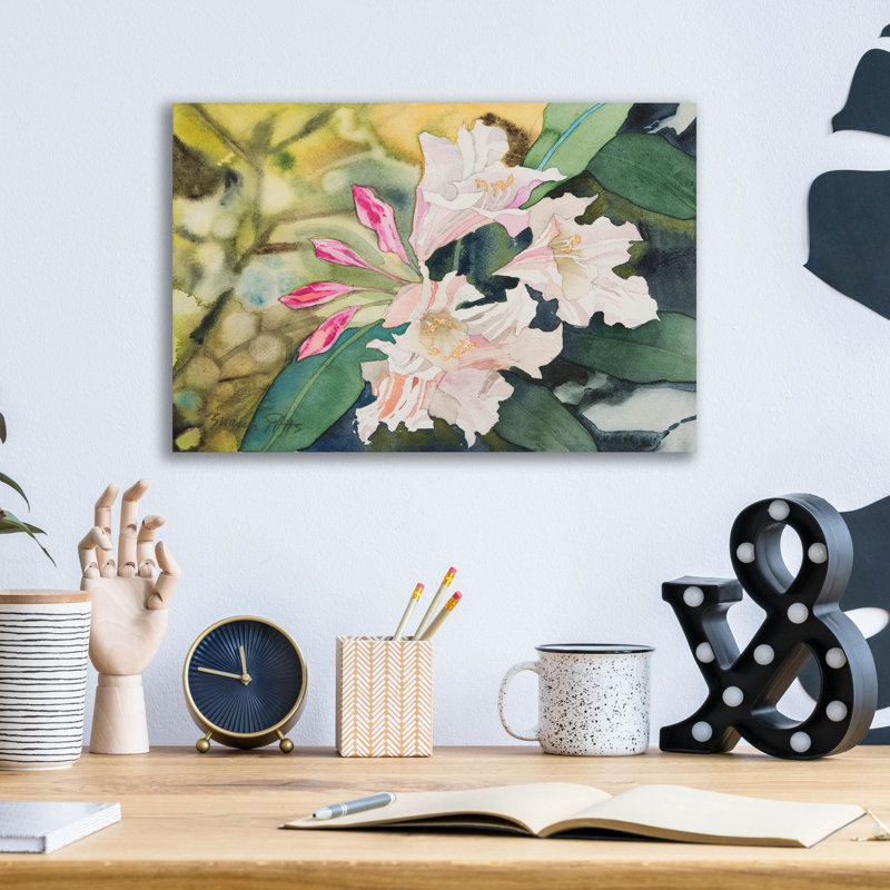 «Rhododendron 3» par Sharon Pitts, art mural en verre acrylique, H 12 po x l 16 po x P 0,13 po